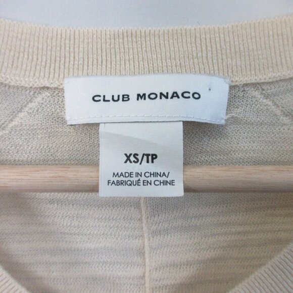 Club Monaco Cropped Top Women's XS Beige Sheer Long Sleeve V-Neck Casual 110 - Picture 3 of 7